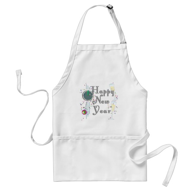 Happy New Year - Champagne Glasses and Clock Standard Apron (Front)
