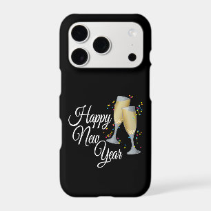 Happy New Year Champagne Glasses and Confetti