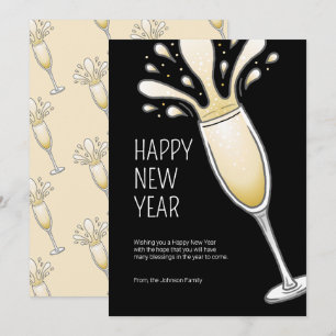 Happy New Year Champagne Holiday Card