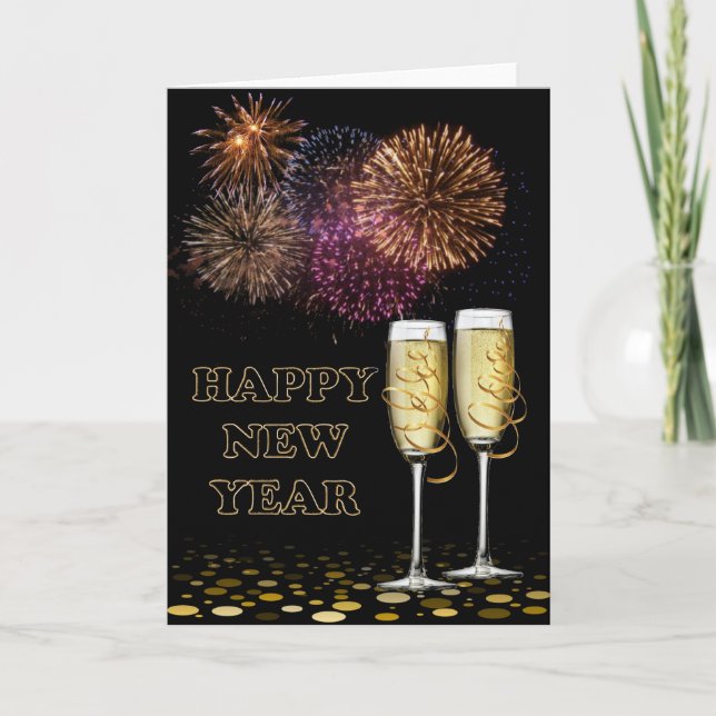 Happy New Year - Champagne Holiday Card (Front)