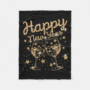 Happy New Year Champagne New Years Men Women Fleece Blanket