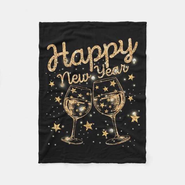 Happy New Year Champagne New Years Men Women  Fleece Blanket (Front)