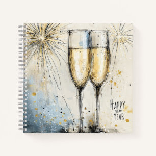 Happy New Year Champagne Toast Notebook