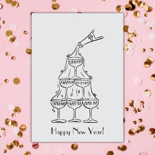 Happy New Year Champagne Tower Card