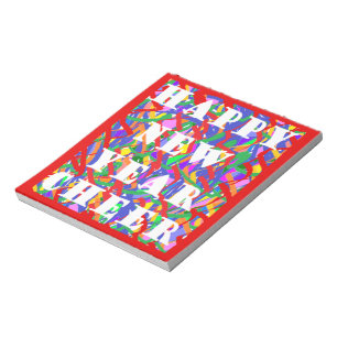 Happy New Year Cheer seasonal design bright colour Notepad