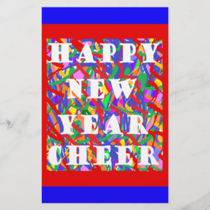 Happy New Year Cheer seasonal design bright colour Stationery
