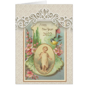 Happy New Year Child Jesus Religious Floral