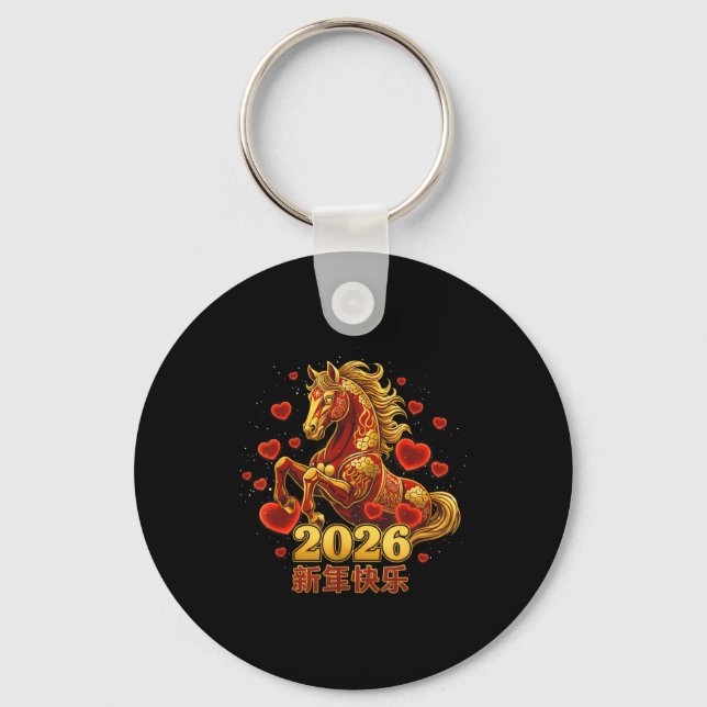 Happy New Year Chinese 2026 -year Of The Horse Cut Key Ring (Front)