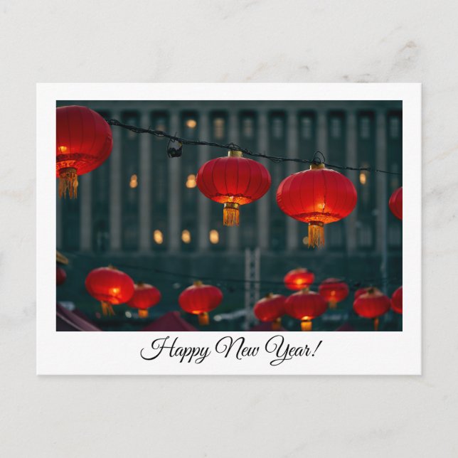 Happy New Year Chinese lanterns Postcard (Front)