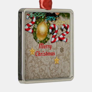 Happy New Year, Christmas, 2022 Invitation Ceramic Metal Tree Decoration