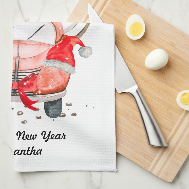 Happy new year Christmas gift for wife Tea Towel (Quarter Fold)