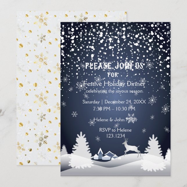 Happy New Year & Christmas Holiday Party Invitation (Front/Back)