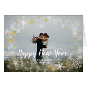happy new year christmas holiday photo card snow