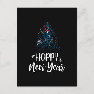 Happy New Year Christmas tree with Australian flag Holiday Postcard
