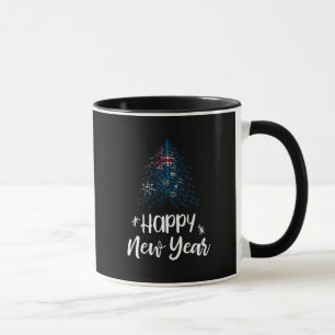 Happy New Year Christmas tree with Australian flag Mug