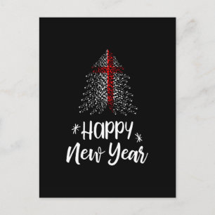 Happy New Year Christmas tree with England flag Holiday Postcard