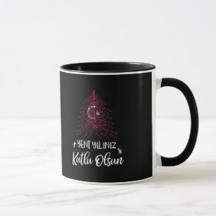 Happy New Year Christmas tree with Turkish flag Mug