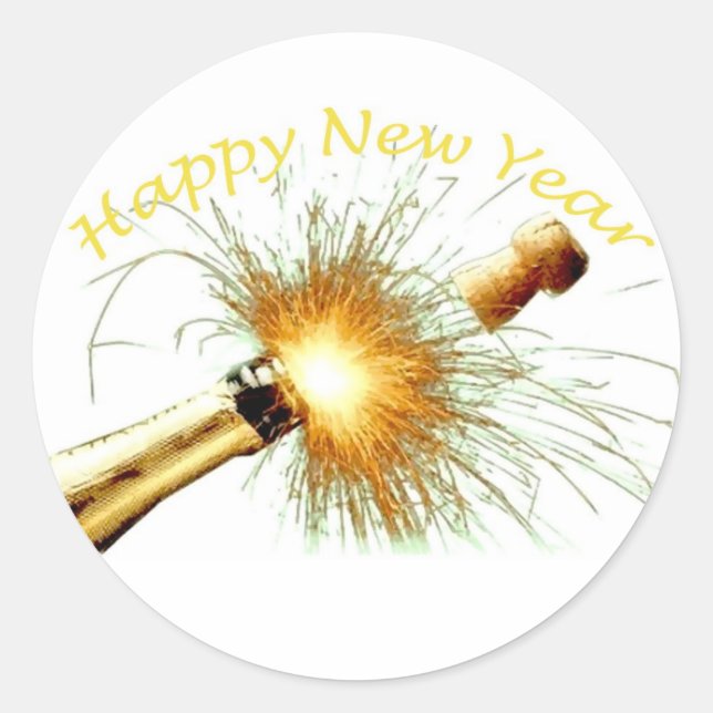 Happy New Year Classic Round Sticker (Front)