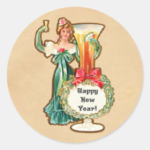 Happy New Year Classic Round Sticker