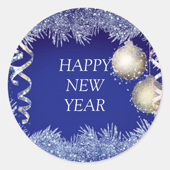 Happy New Year Classic Round Sticker (Front)