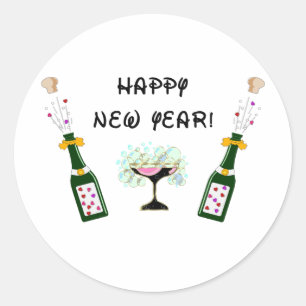 Happy New Year Classic Round Sticker