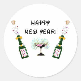 Happy New Year Classic Round Sticker
