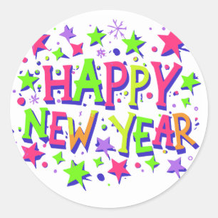 Happy New Year Classic Round Sticker