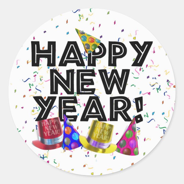 HAPPY NEW YEAR! CLASSIC ROUND STICKER (Front)