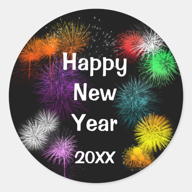 Happy New Year Classic Round Sticker (Front)