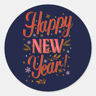 Happy New Year Classic Round Sticker