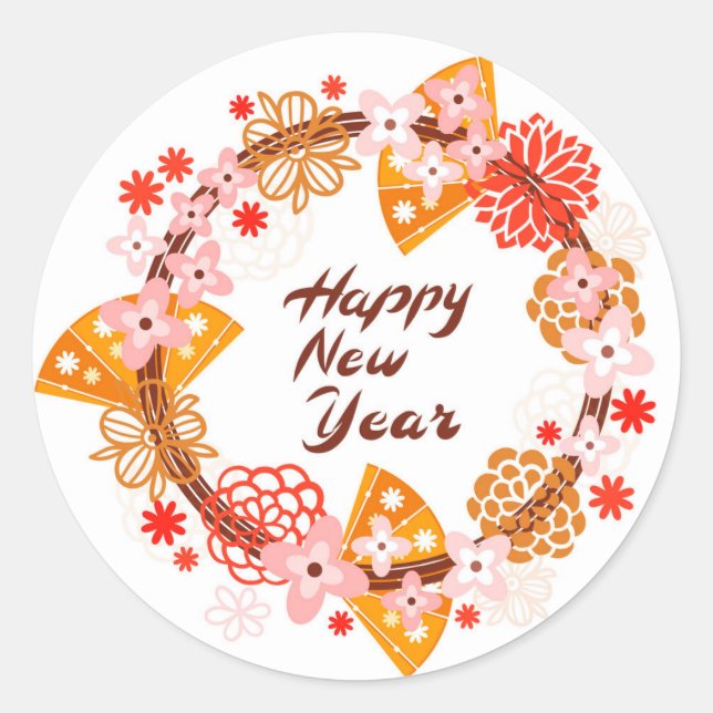 Happy New Year Classic Round Sticker (Front)
