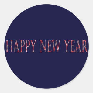 happy new year classic round sticker