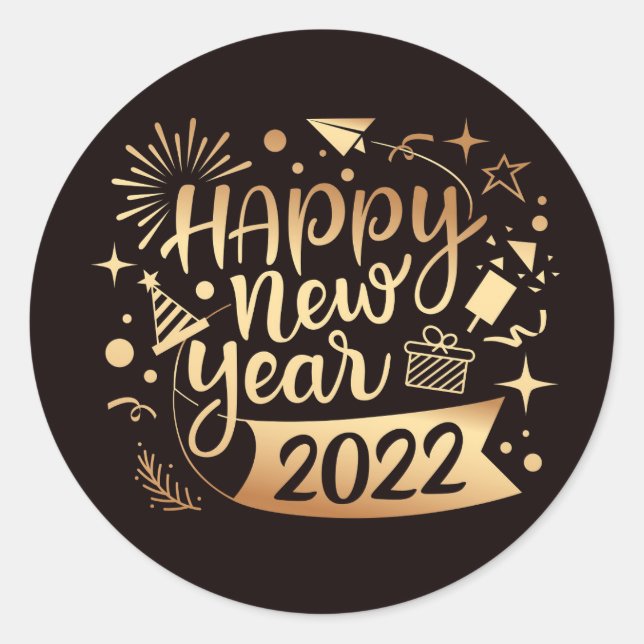 Happy New Year Classic Round Sticker (Front)