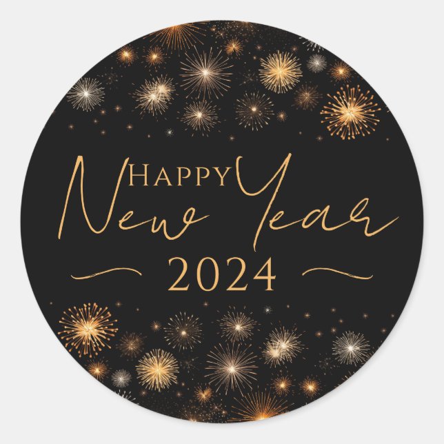 Happy New Year Classic Round Sticker (Front)