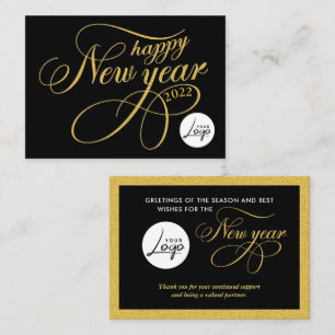 Happy New Year Company Business Logo  Business Card