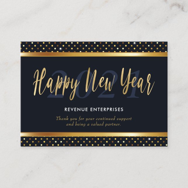 Happy New Year Company Business Logo Business Card (Front)