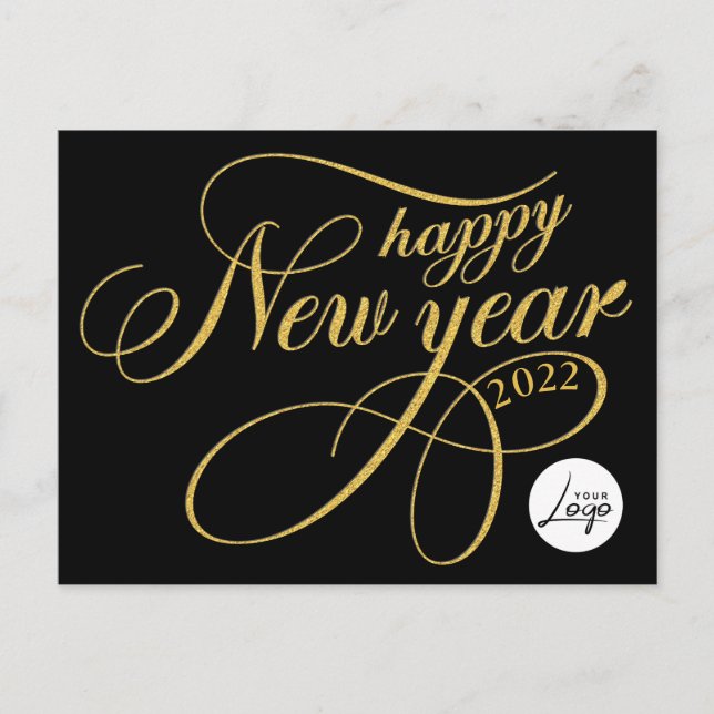 Happy New Year Company Business Logo Postcard (Front)