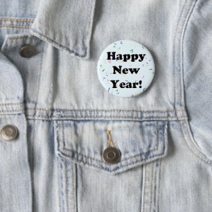 Happy New Year! Confetti 6 Cm Round Badge