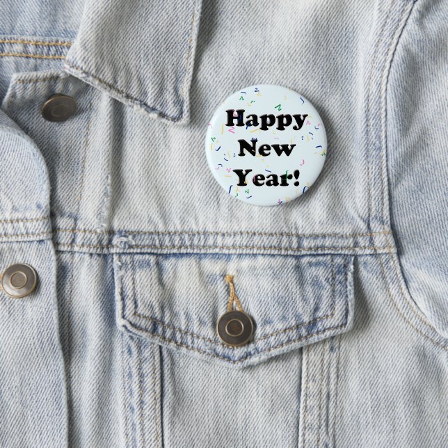 Happy New Year! Confetti 6 Cm Round Badge (In Situ)
