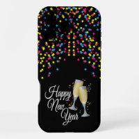 Happy New Year Confetti Champagne Glasses