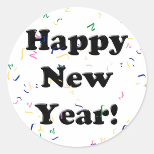 Happy New Year! Confetti Classic Round Sticker