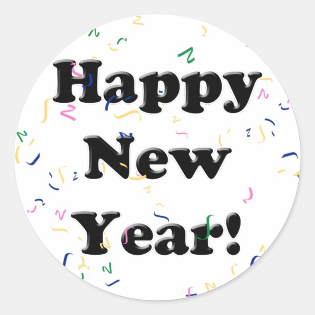 Happy New Year! Confetti Classic Round Sticker (Front)