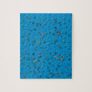 Happy New Year Confetti on Blue Jigsaw Puzzle