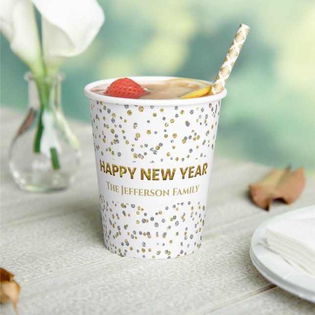 Happy New Year Confetti Paper Cups (Insitu)