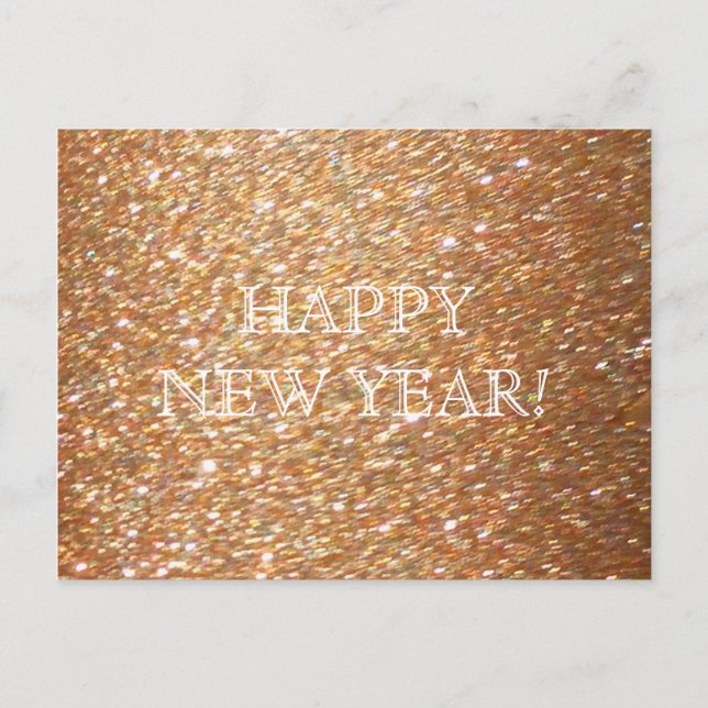 Happy New Year! Copper Glitter Glamour Party Postcard (Front)