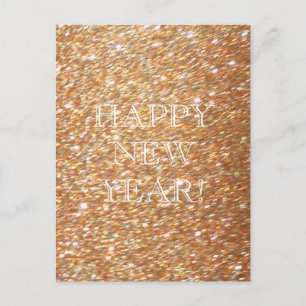 Happy New Year! Copper Glitter Glamour Party Postcard