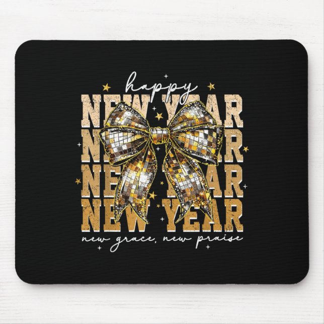 Happy New Year Coquette Bow New Year New Grace New Mouse Mat (Front)