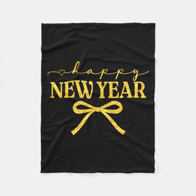 Happy New Year Coquette Bow New Year Party Family  Fleece Blanket (Front)