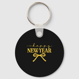 Happy New Year Coquette Bow New Year Party Family Key Ring