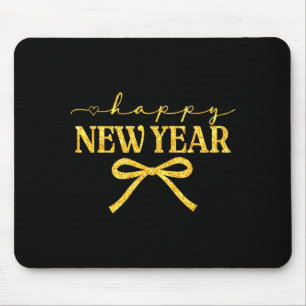 Happy New Year Coquette Bow New Year Party Family  Mouse Mat